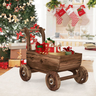 Syndra Wood Wheelbarrow Planter