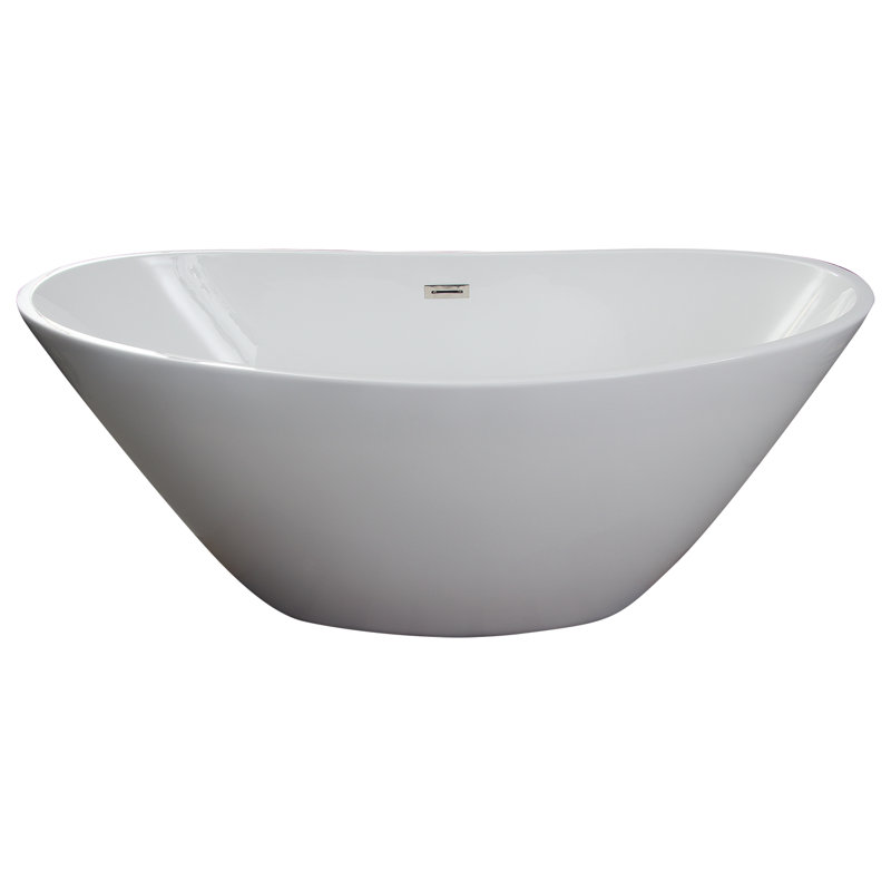 67.25'' x 30.75'' Freestanding Soaking Acrylic Bathtub, Polished Nickel