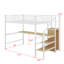 Lit mezzanine double en métal avec bureau, escalier de rangement et lumière DEL-350946363