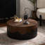 Table basse ronde 30,31 "faite à la main avec table basse en bois et piédestal robuste pour le salon