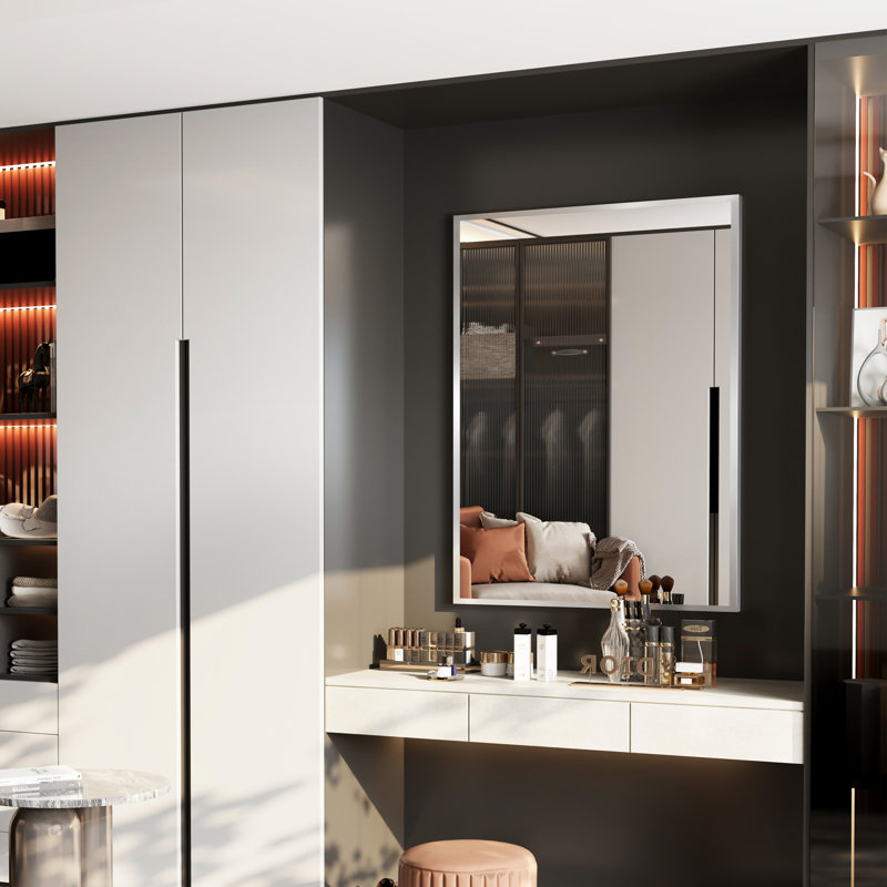 Miroir d'appoint Lesamuel, Nickel brossé, Rectangulaire, 24 po x 32 po