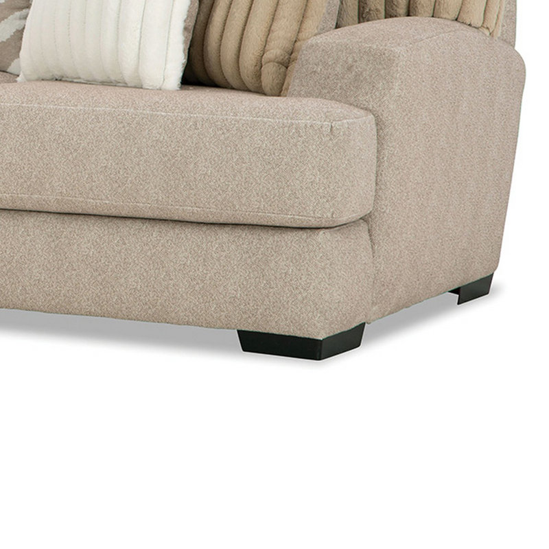 Canapé Laila, 5 coussins décoratifs, bois massif de 98 pouces, chenille, Chenille brun