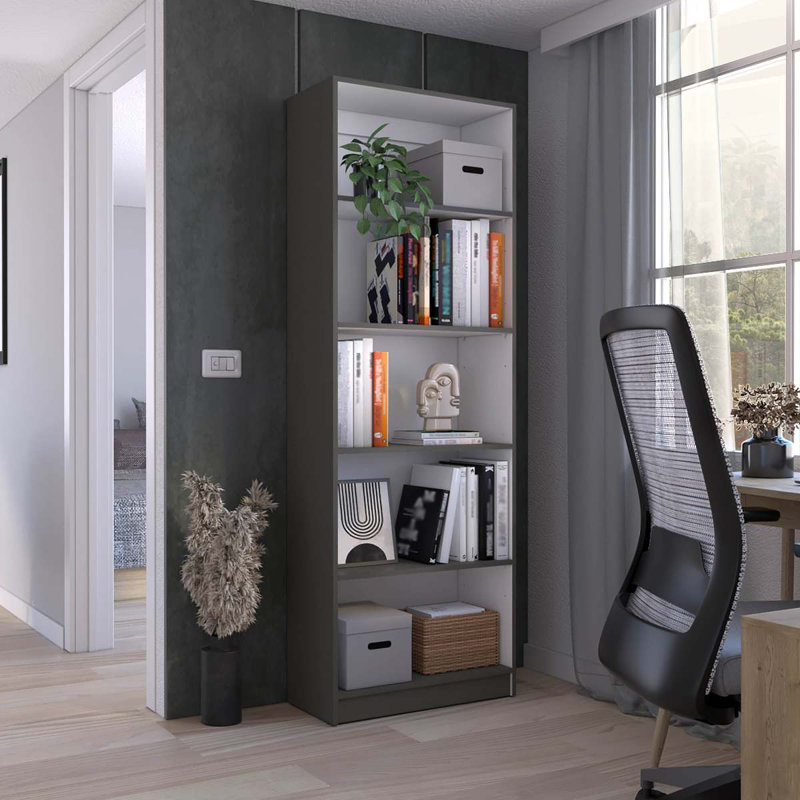 Bibliothèque Home 4 tablettes avec rangement à plusieurs niveaux pour le bureau