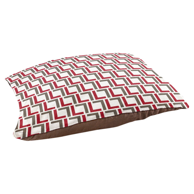 Coussin pour chien Brossard, Grand (l 30 po x P 40 po x H 5 po), Blanc / rouge / étain