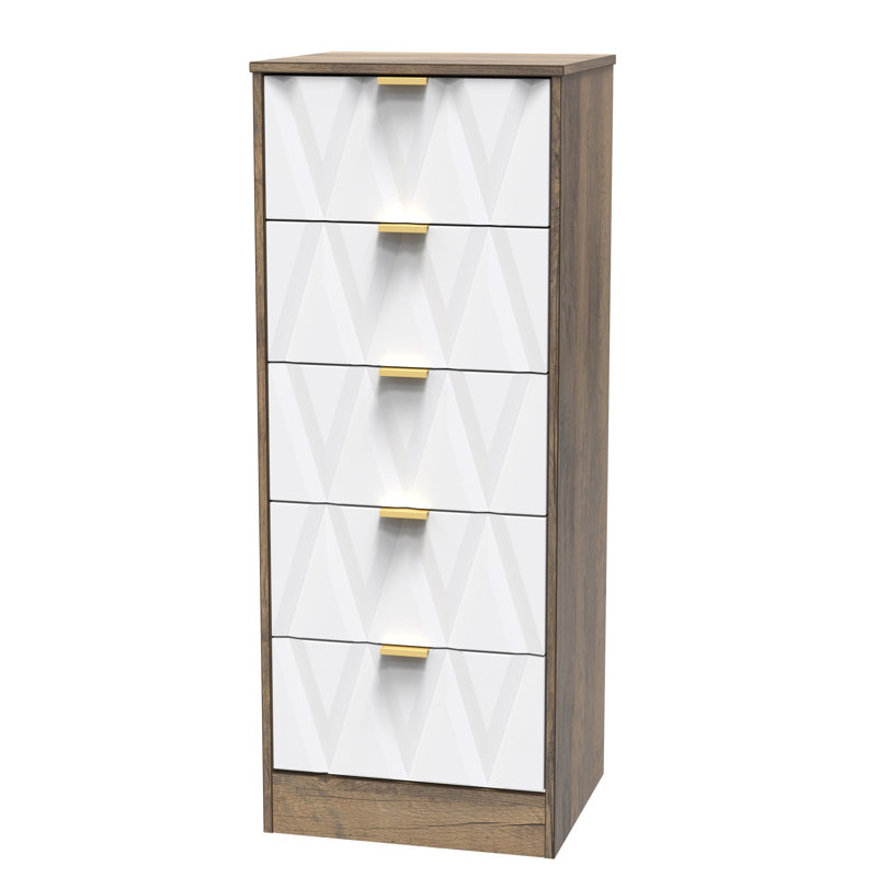 Las Vegas Bedside Table, White Matt/Vintage Oak