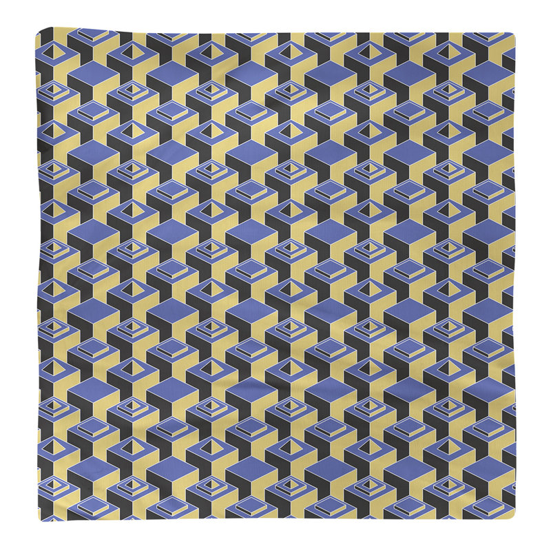 Serviette de table en coton à motif de gratte-ciels à deux couleurs, H 0,1 po x l 22 po x P 22 po, Bleu/jaune