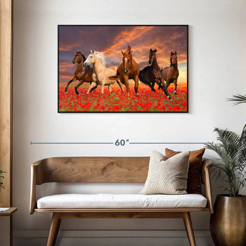Mustang Horses, Cadre flottant noir, 43 po x 29 po