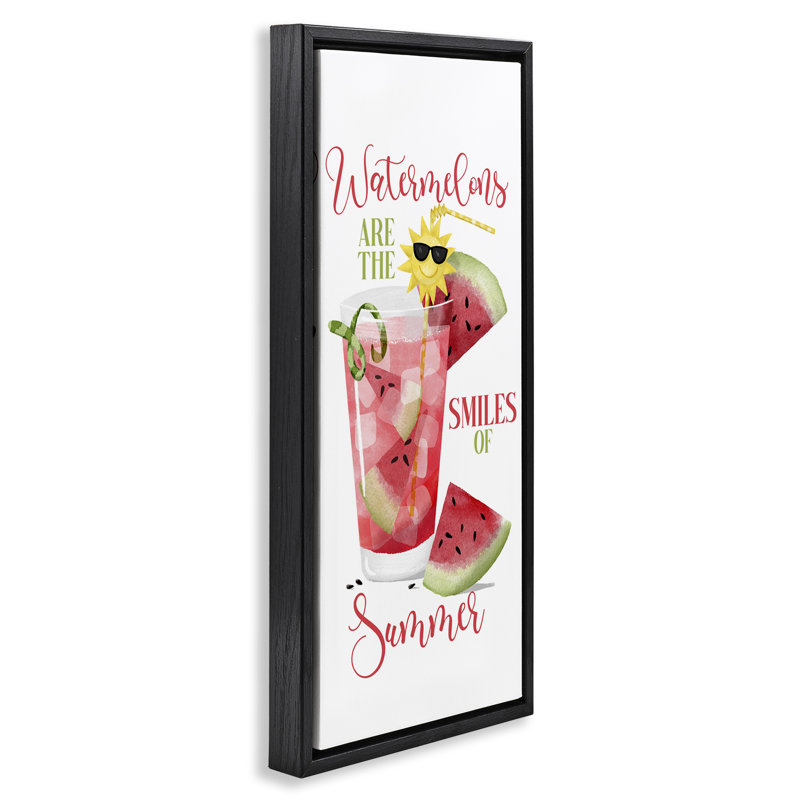  «Summer Watermelon Sentiment» par Deane Beesley, H 25 po x l 11 po, Cadre flottant noir de jais