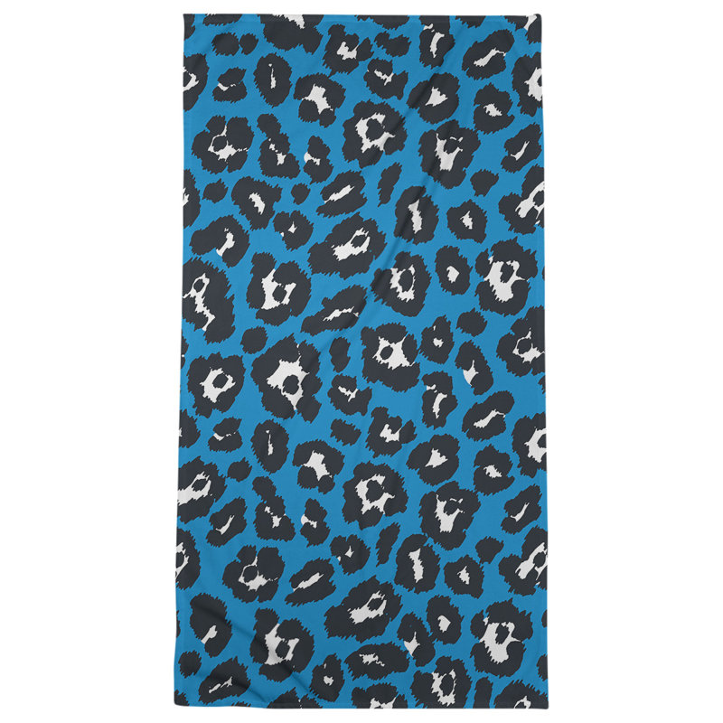 Serviette de bain Garp, Bleu Carolina / blanc / noir, Mélange polyester-coton