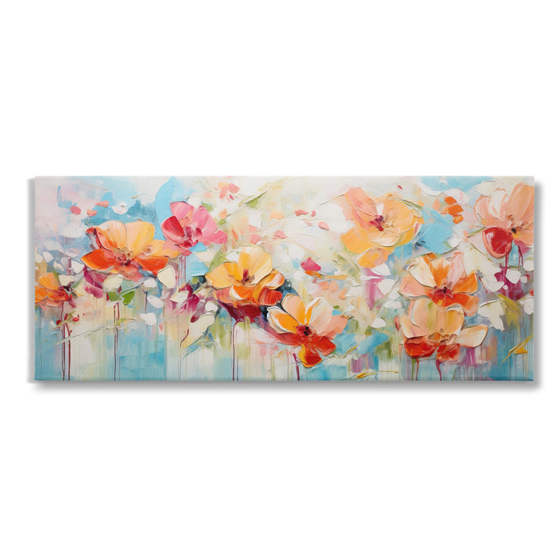 «Flowers With Paint Drip», art mural par Gina Kelly, H 17 po x l 40 po