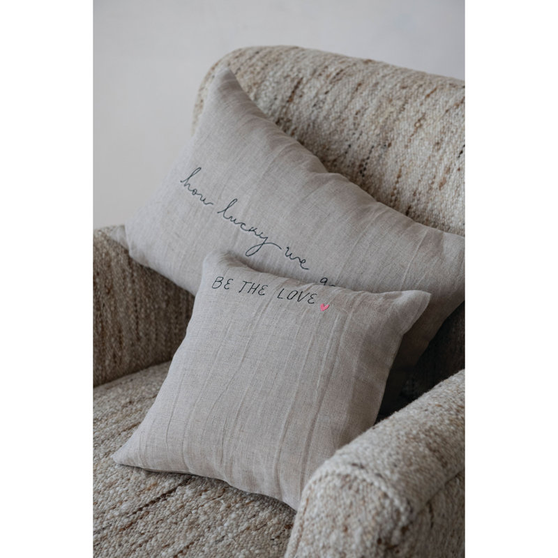 Linen Embroidered Heart Pillow