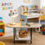 Table basse ronde avec tablette à 2 niveaux pour les petits espaces, table basse de style campagnard et salon moderne, conception légère et peu encombrante