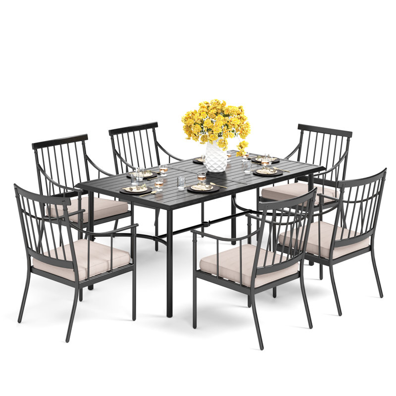 Salem 6 - Person Patio Dining Set with Rectangular Table , Cushions Included