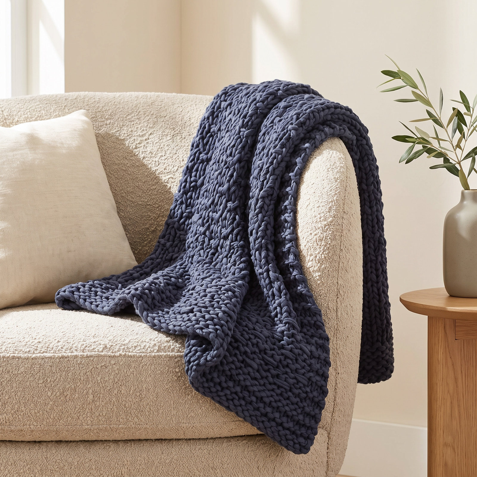 Bairdford Cotton Throw Blanket, Kale