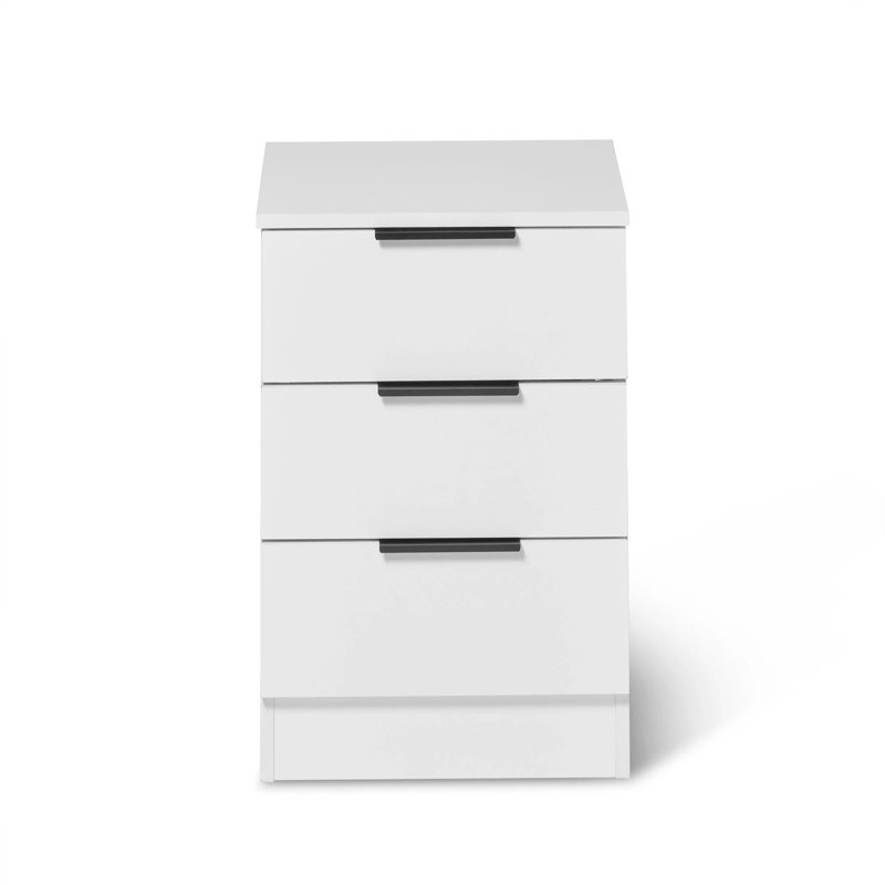 Glenhaven 40cm W Manufactured Wood Bedside Table, White, Black, 1