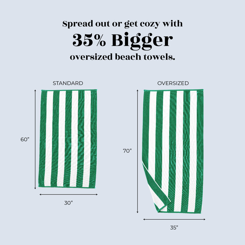 Serviettes de plage 100% coton absorbant et à séchage rapide Cabana, Sarcelle, Serviette de plage une pièce