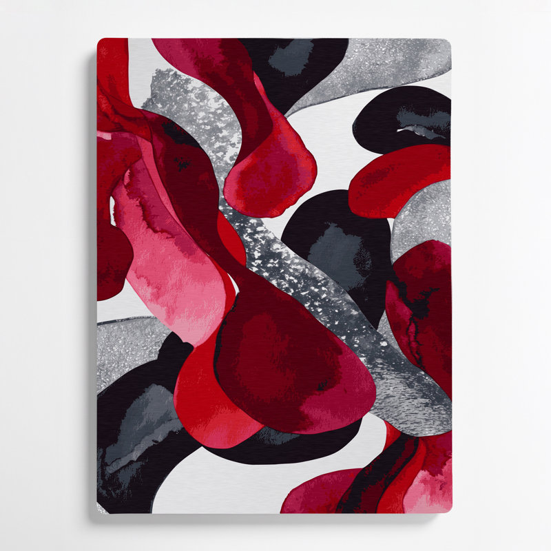 Abstrait aquarelle 29, art mural en métal rouge, H 11 po x l 14 po