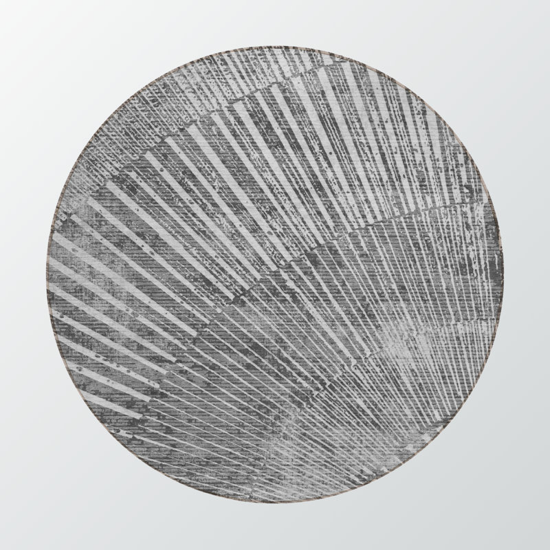 Tapis abstrait gris antidérapant abstrait, Rond 8 pi
