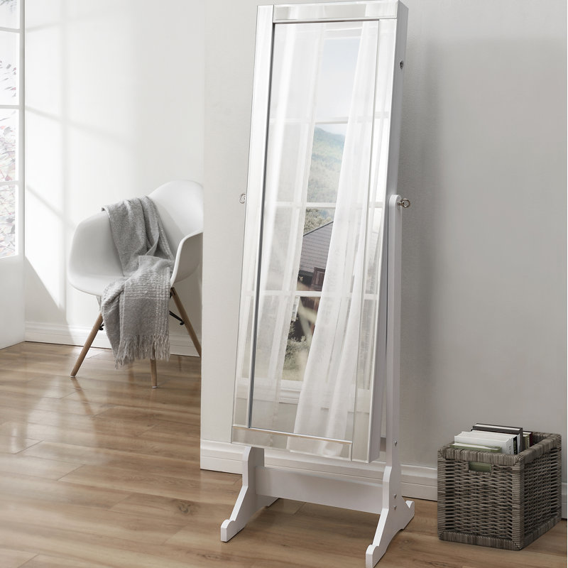 Armoire à bijoux avec miroir Neill, Blanc immaculé