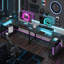 L-shaped Computer Desk with Power Outlet, Gaming Desk with Monitor Stand and Shelves-209490752-256113287