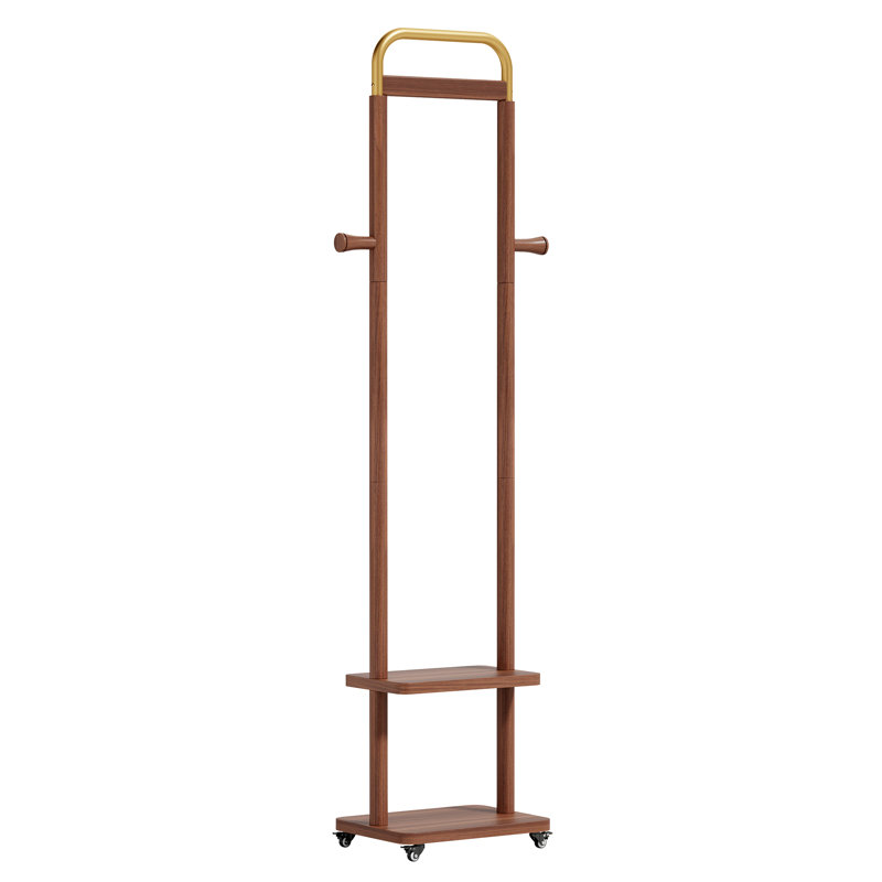 Porte-manteau en bois massif, 40 x 30 x 180 cm, écologique et résistant., Walnut