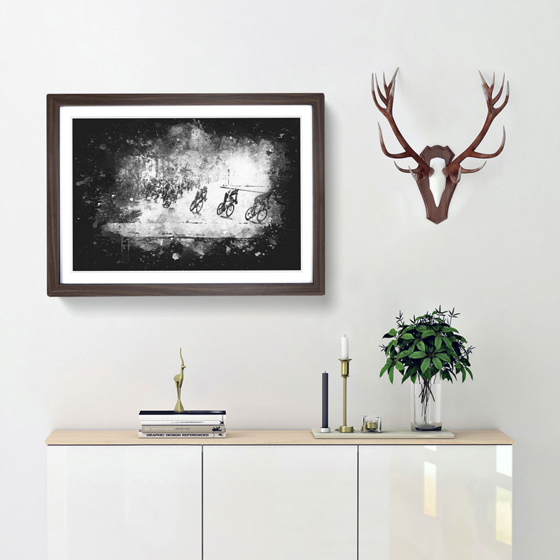 Tour de France Cycling - Picture Frame Graphic Art Print, 62cm H x 87cm W x 2cm D, Walnut Framed