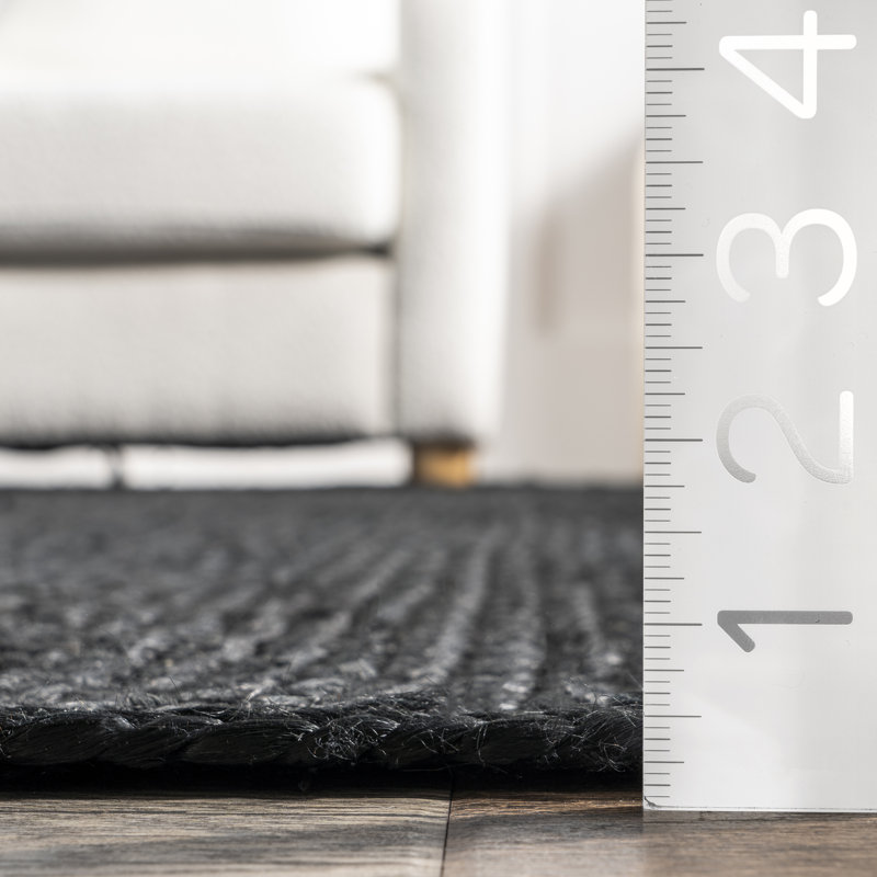 Tapis noir en jute touffeté à la main Bernyce, Ovale 4 pi x 6 pi