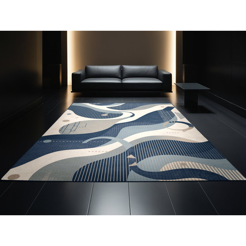 Tapis gris moelleux moelleux à motif abstrait moderne Maracas Forbell, 3 x 5