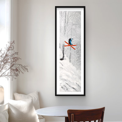 Man Skiing in Steep Offpiste Terrain - Framed Print