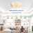 20" White Caged Flush Mount Ceiling Fans With Lights Kit And Remote