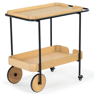 Malek Wood 2 Shelf Bar Cart