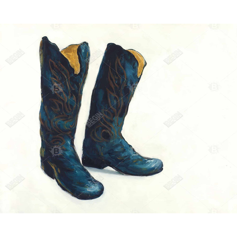 Leather Cowboy Boots Print On Canvas