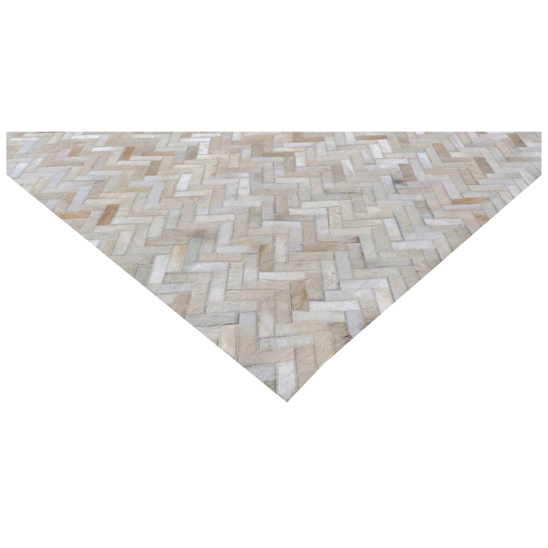 Mosaic Leather Cowhide Chevron Indoor Rug, Rectangle 11'6" x 14'6"