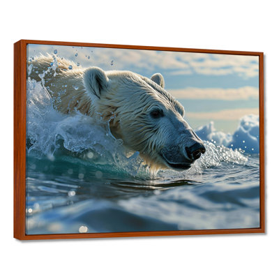 Ours polaire nageant dans la mer Arctique - ours, impression murale