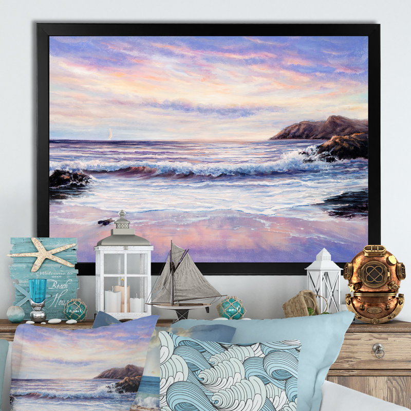 Wild Blue Ocean Waves VI - reproduction d'art sur toile, Cadre photo noir, H 8 po x l 12 po x P 1 po
