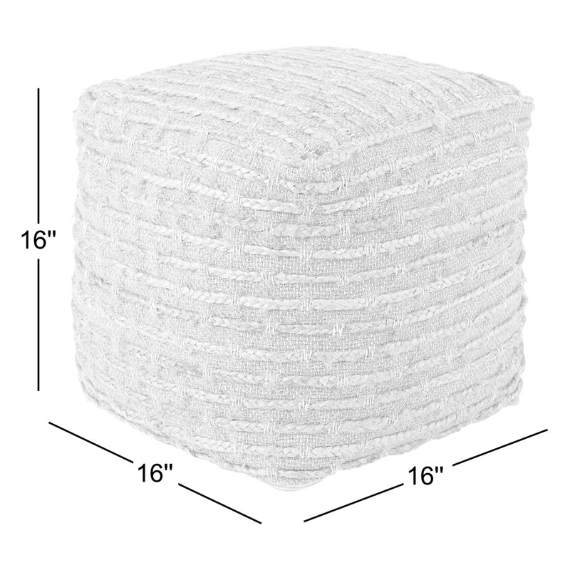 Rue Square Brown and Gray Cotton Wool Pouf