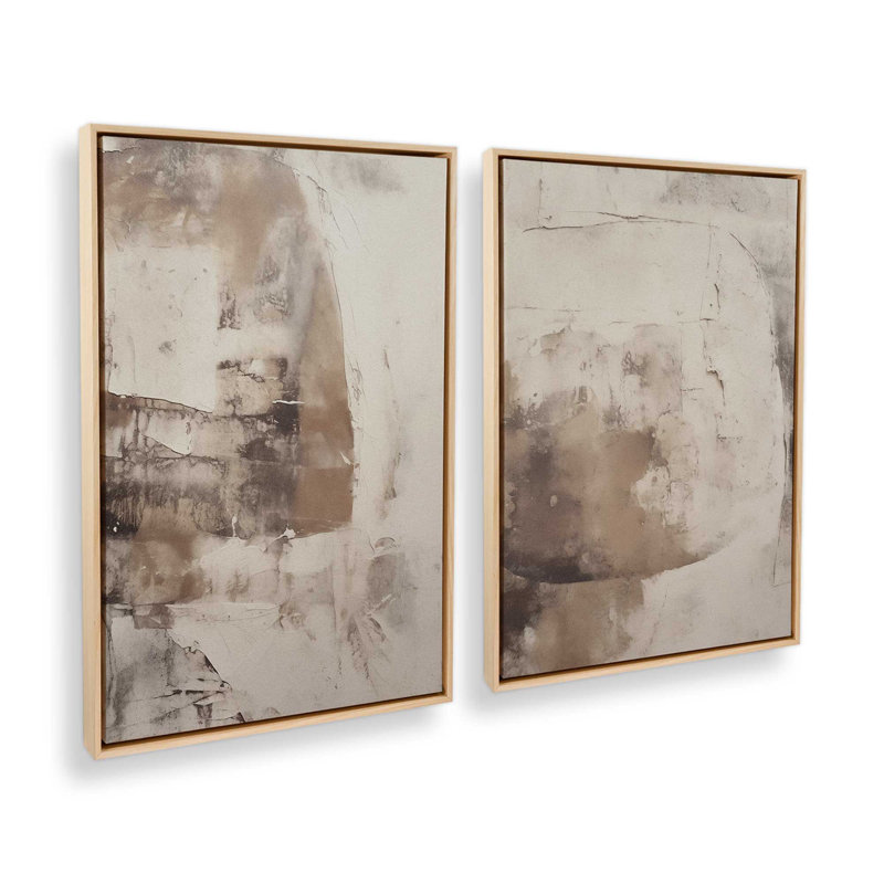 Ensemble de 2 impressions sur toile Mocha Musings, Cadre américain en érable flottant, H 48,75 po x l 65,5 po x P 1,75 po