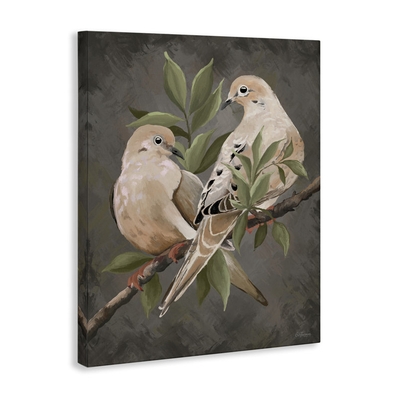 Art mural paire d'oiseaux sur toile par Cat Thurman Designs, H 48 po x l 36 po