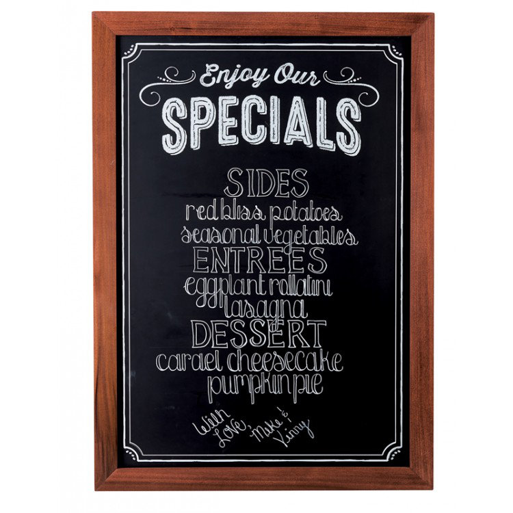 Large Brown Wood Framed Chalkboard Signage