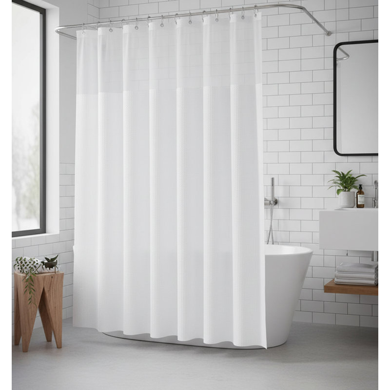 Waffle Weave Shower Curtain Set