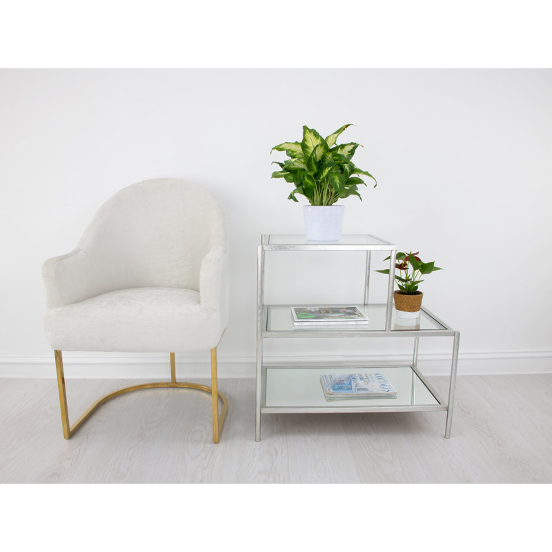 Hanna End Table, Antiqued Silver Leaf