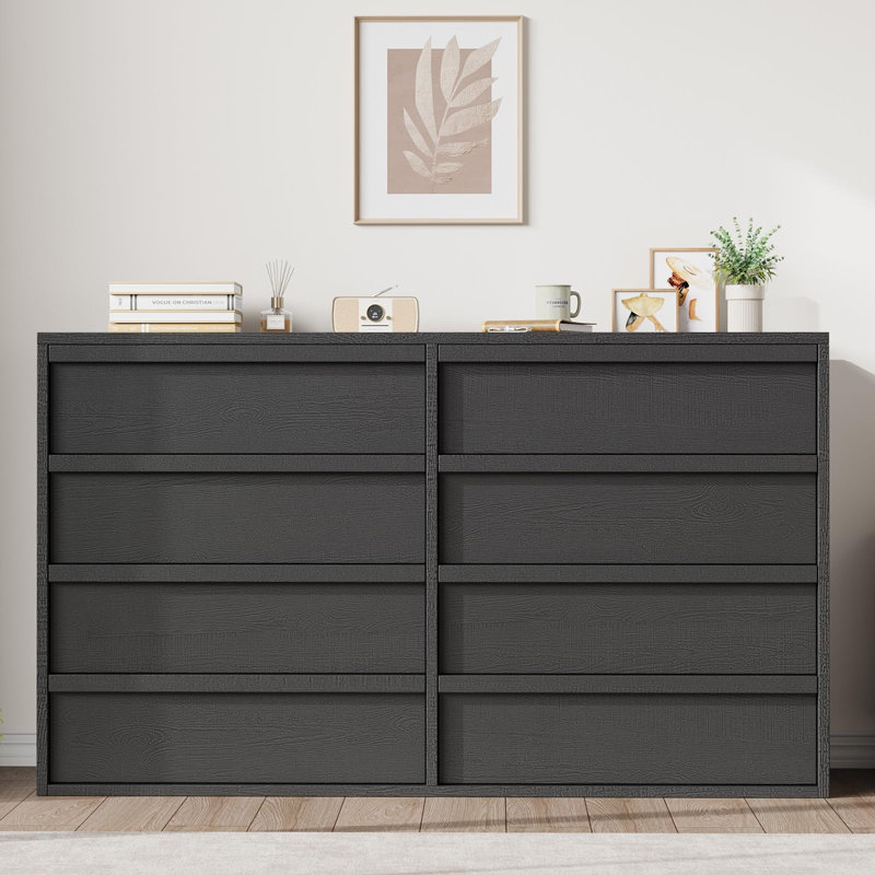 Commode de rangement moderne à 8 tiroirs avec tiroirs profonds et large plateau de table pour la chambre à coucher, le salon et le vestibule