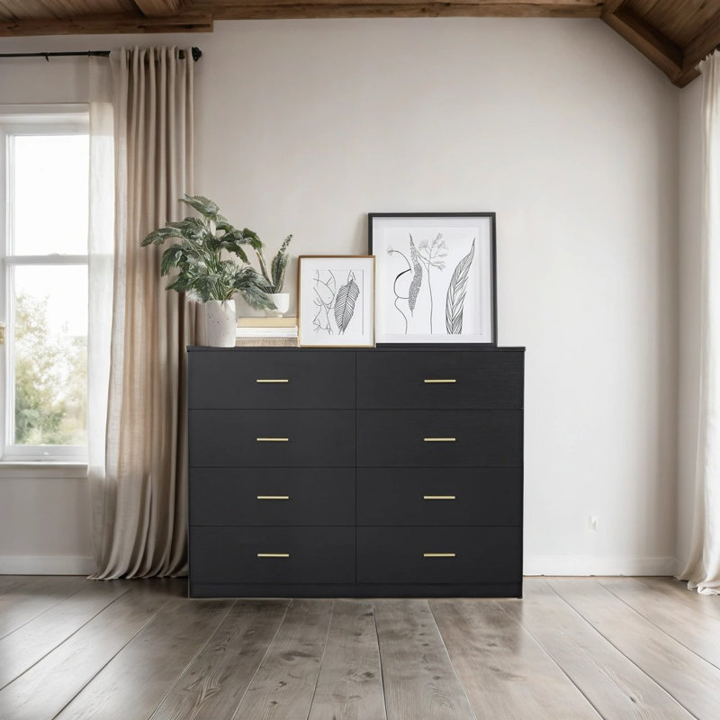 Commode à huit tiroirs, Noir