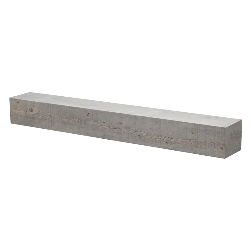 Beam Wood Fireplace Mantel Shelf, 60", Driftwood