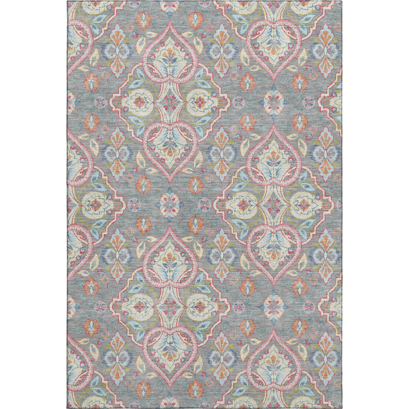 Premium Machine Washable Mayfield AMF2207 bohemian Rug, Gray, 2'6" x 3'10"