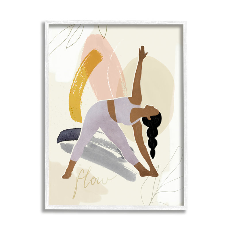 «Flow Yoga Text Plant Plant Pattern Stretching» par Victoria Barnes - impression, H 20 po x l 16 po x P 1,5 po