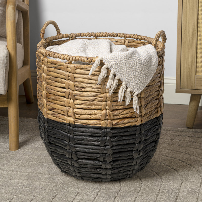 Panier en osier Kei, Naturel/noir
