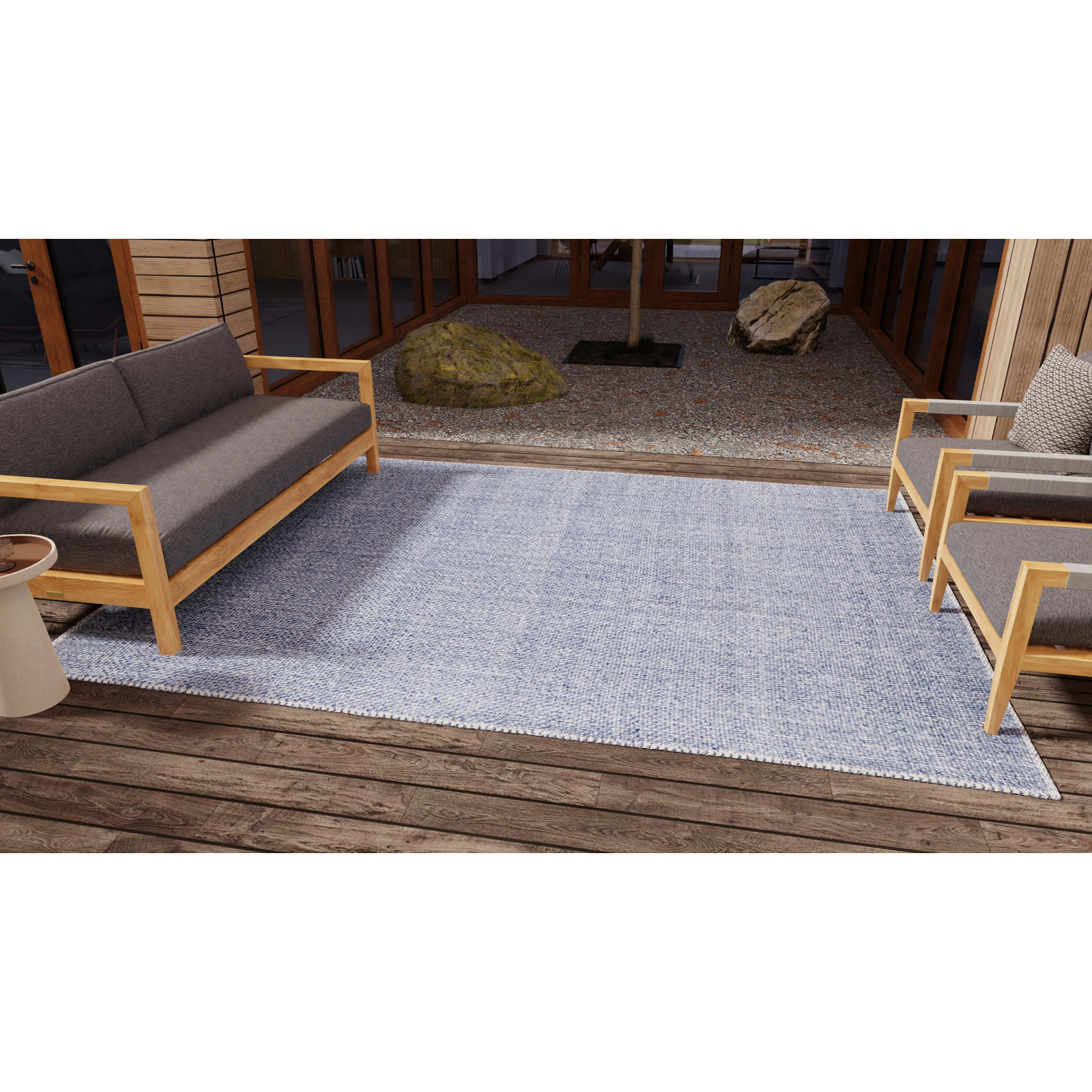Fleurette Handmade Blue Rug, Rectangle 10' x 14'