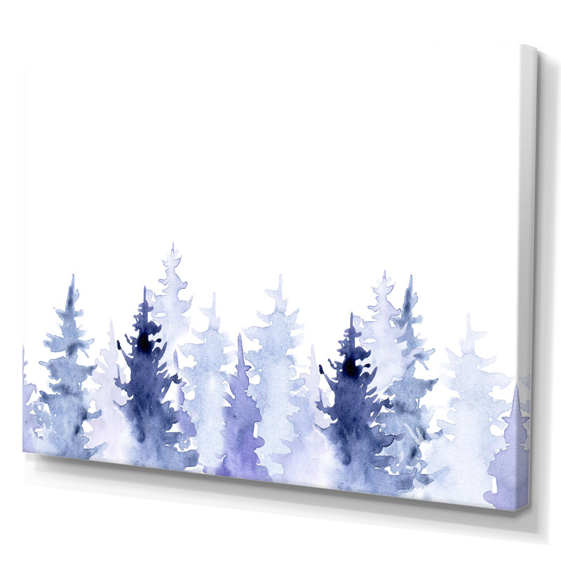 Dessin bleu de la forêt - peinture sur toile, H 30 po x l 40 po, Toile tendue