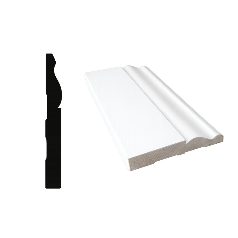 Primed Finger Jointed Pine Baseboard Trim & Molding, Paint-Ready Interior Wall Trim, 96" L x 3-1/4" H x 9/16" D, 12-Pack / 96 LF Bundle